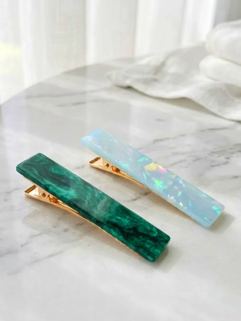 Ladies 2 Blue Green Hair Accessories